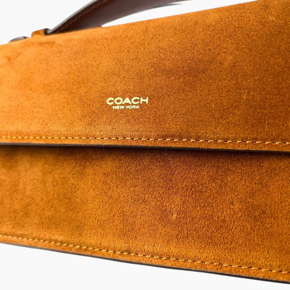 Coach Elora Brown Suede Crossbody Top Handle Bag Fall Boho NWT - Picture 9 of 12